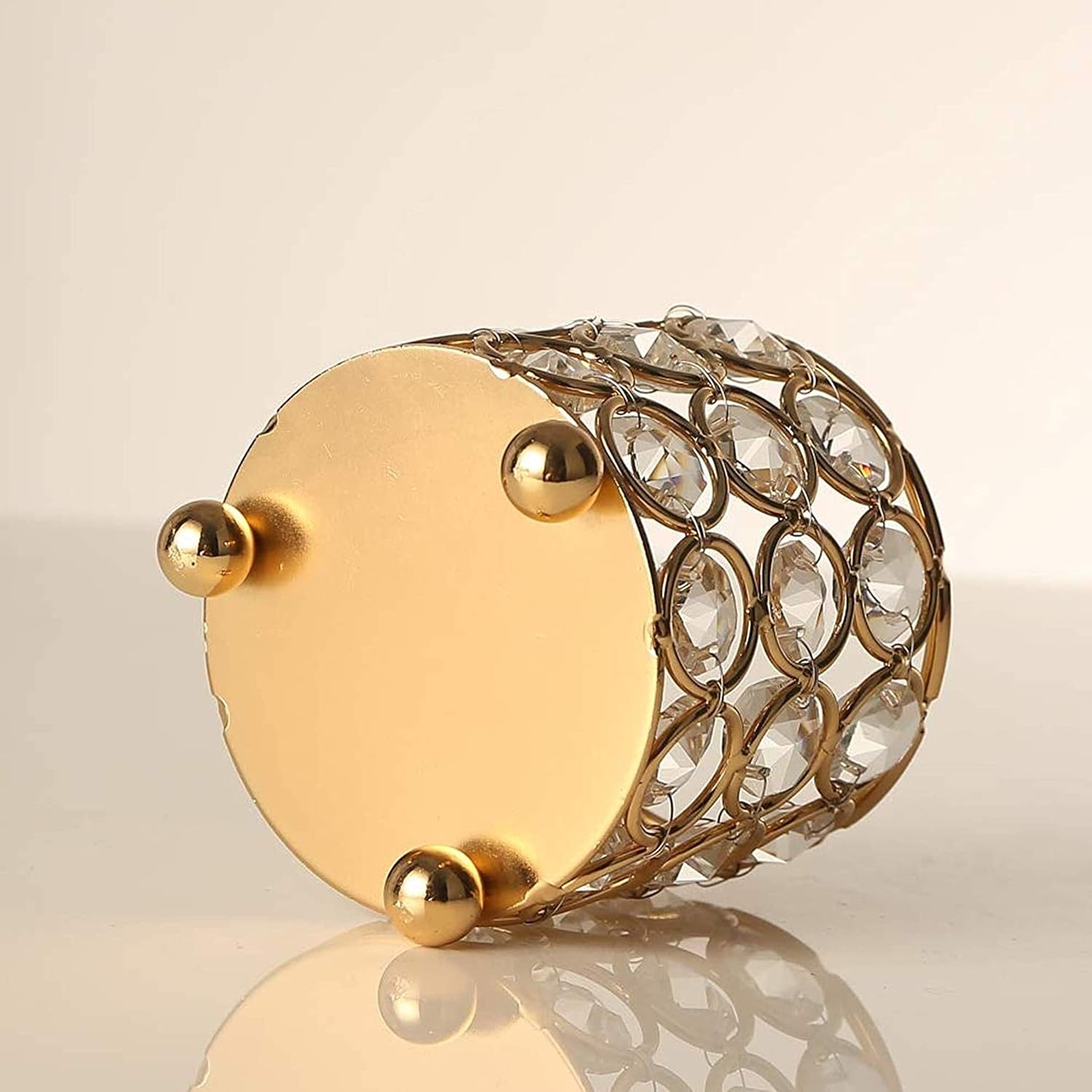 TIED RIBBONS Pack of 4 Brass and Crystal Tealight Candle Holder