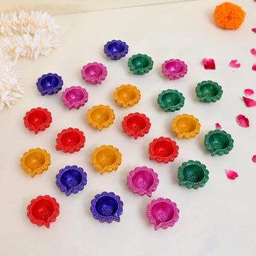 CraftVatika Clay Diya Set of 25 for Diwali Decoration Items for Home Decor