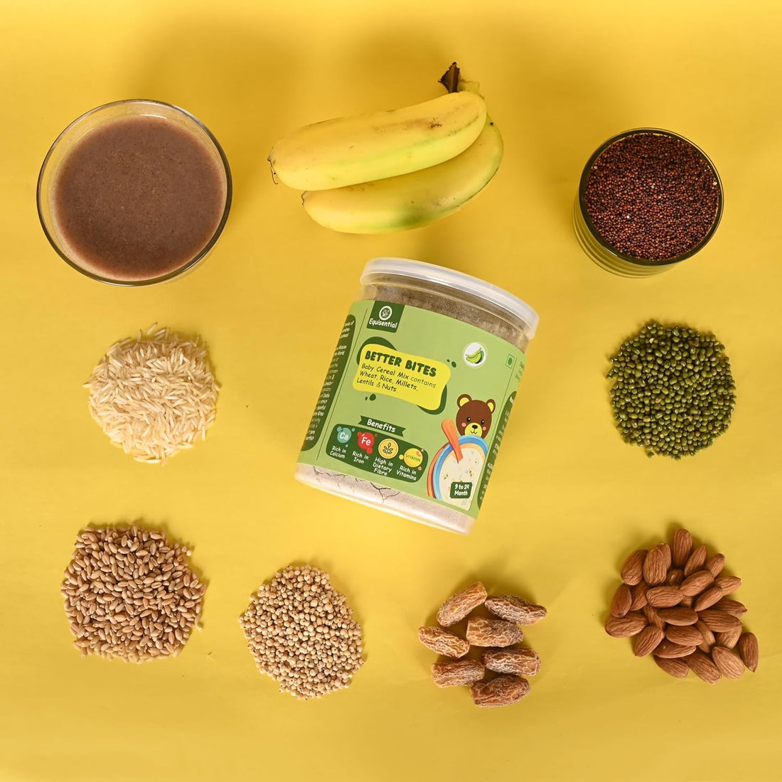 Equisential - Better Bites Instant Porridge Infant Baby Cereal | Banana - 9 to 24 Month | 200gms |
