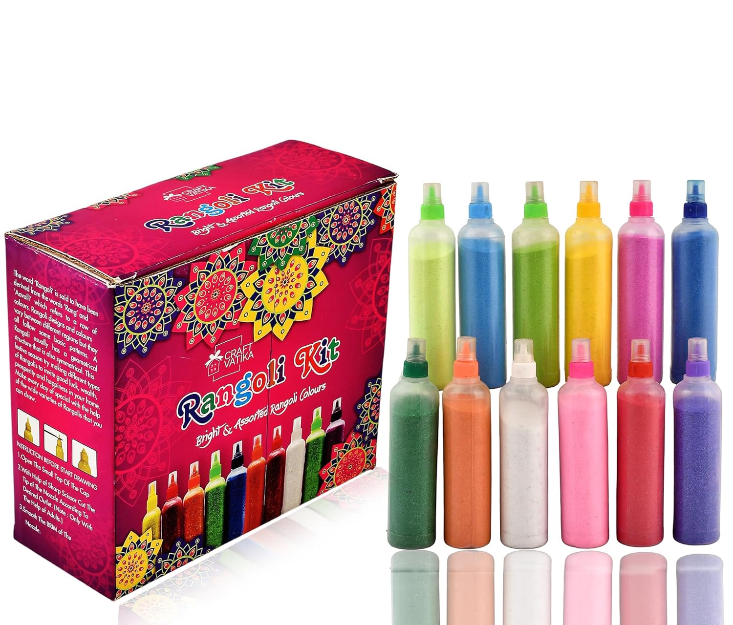 CraftVatika 10 Rangoli Colour Powder Tube Kit