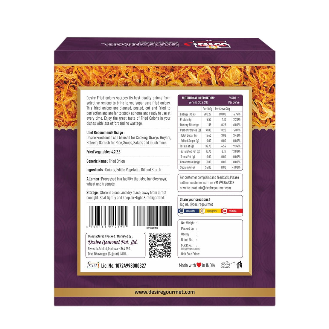 Desire Golden Fried Onion 400g