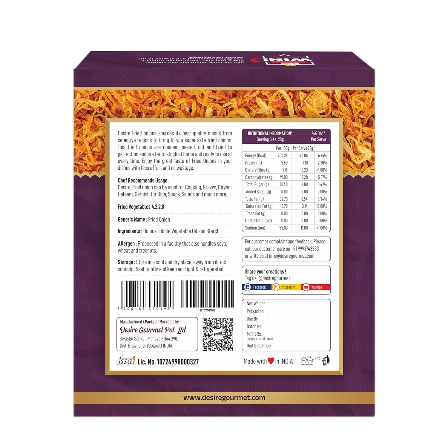 Desire Golden Fried Onion 400g