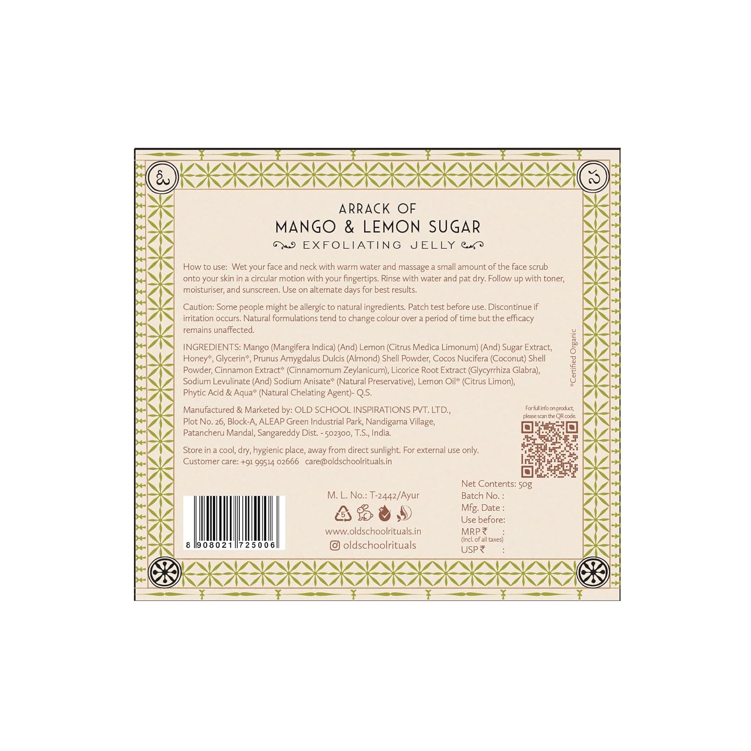 Old School Rituals Mango & Lemon Sugar Exfoliating Jelly | 50g