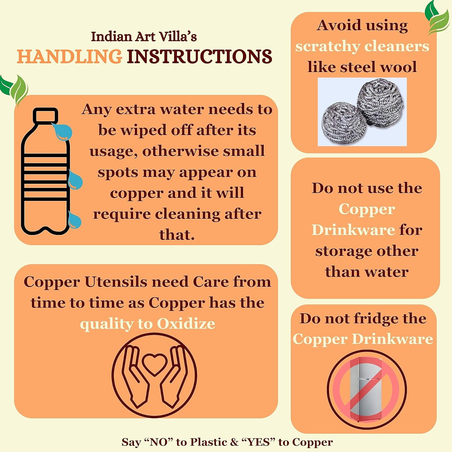 Indian Art Villa Pure Copper Sipper Water Bottle - 750ml