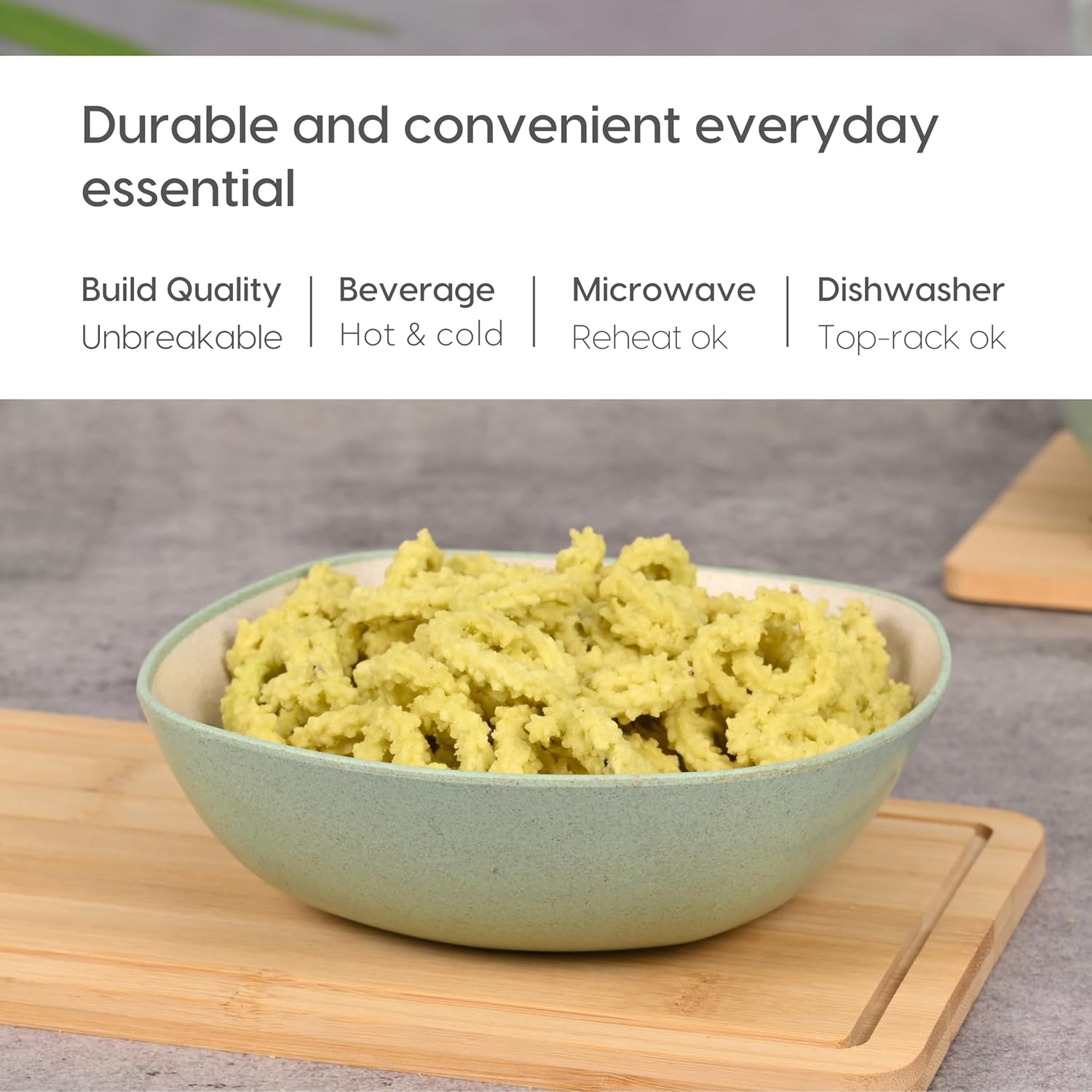Eha Set of 4 Earth-Friendly Multipurpose Bowls for Kitchen with Spoons | 750 ml