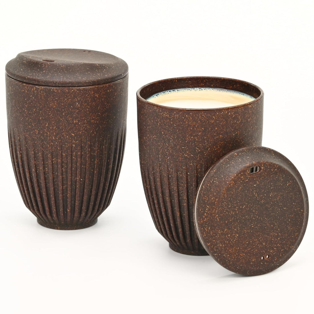 Eha Earth Friendly Retro Coffee Mug with Lid | Tea Cup Set of 2 | 350 ml
