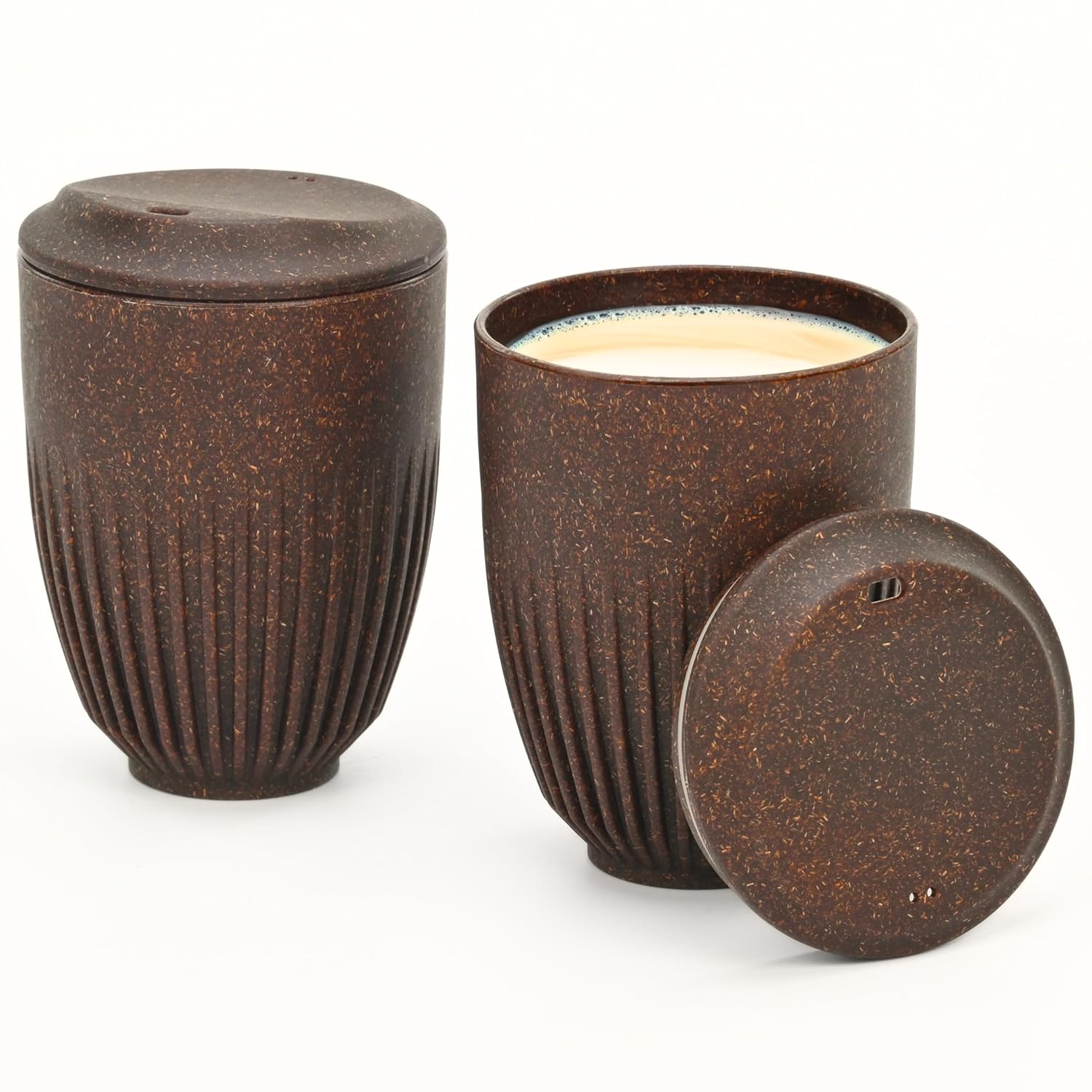 Eha Earth Friendly Retro Coffee Mug with Lid | Tea Cup Set of 2 | 350 ml