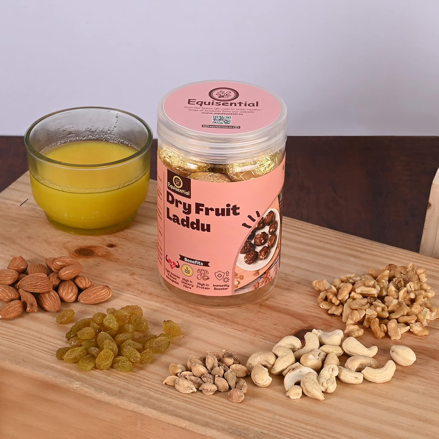 Equisential – Dry Fruit Laddu | Purely Made with Mixed Dry Fruits and Nuts -No Sugar | No Jaggery - 300gm