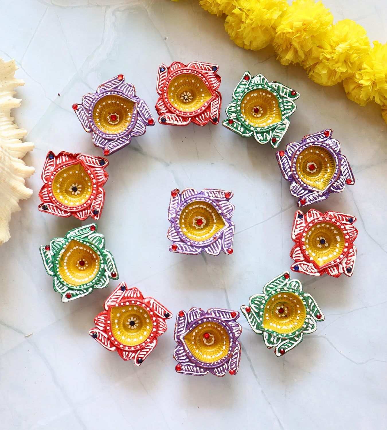 Indian Karigar 12 Diya for Diwali Diyas for Diwali Festival Terracotta Decorative Diyas