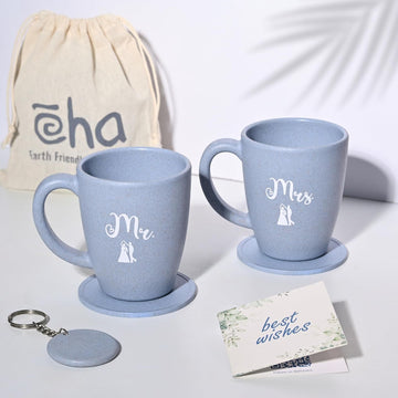 Eha Earth-Friendly Mr & Mrs Classic Coffee Mugs for Couple - Set Of 2