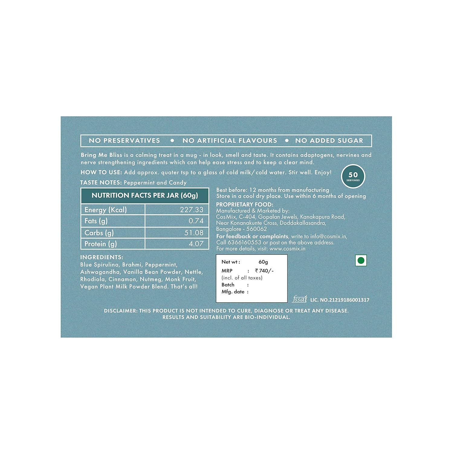 Cosmix Bring Me Bliss | For Relaxation &amp; Focus | Helps De-Stress - 60 G