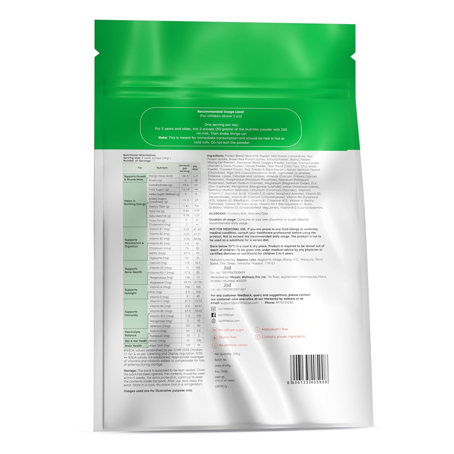 Little Joys Nutrimix Nutrition Powder 2-6 Years - 350 G