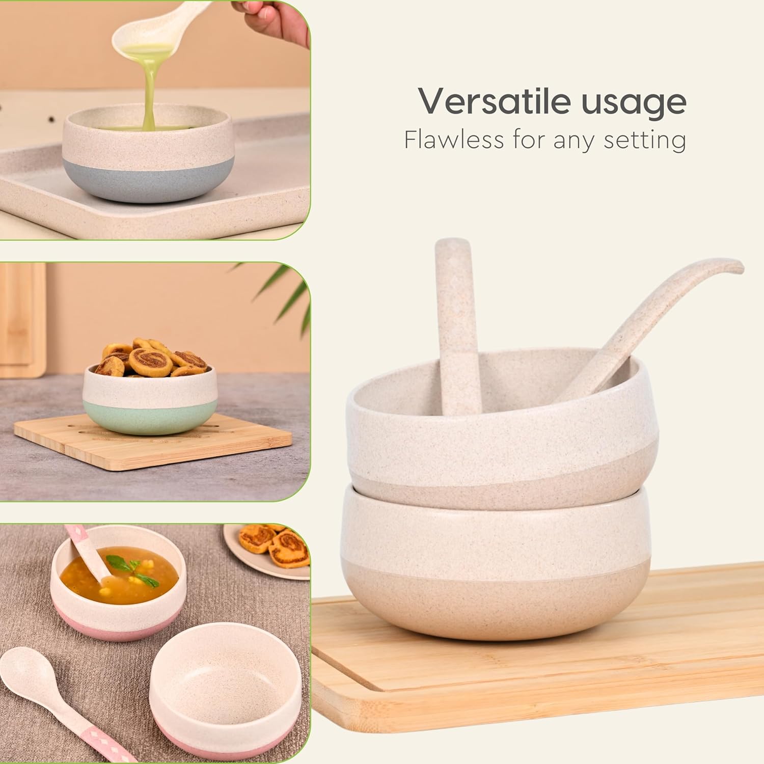 Eha Earth-Friendly Soup Bowls with Spoons|250 ml - Set of 4