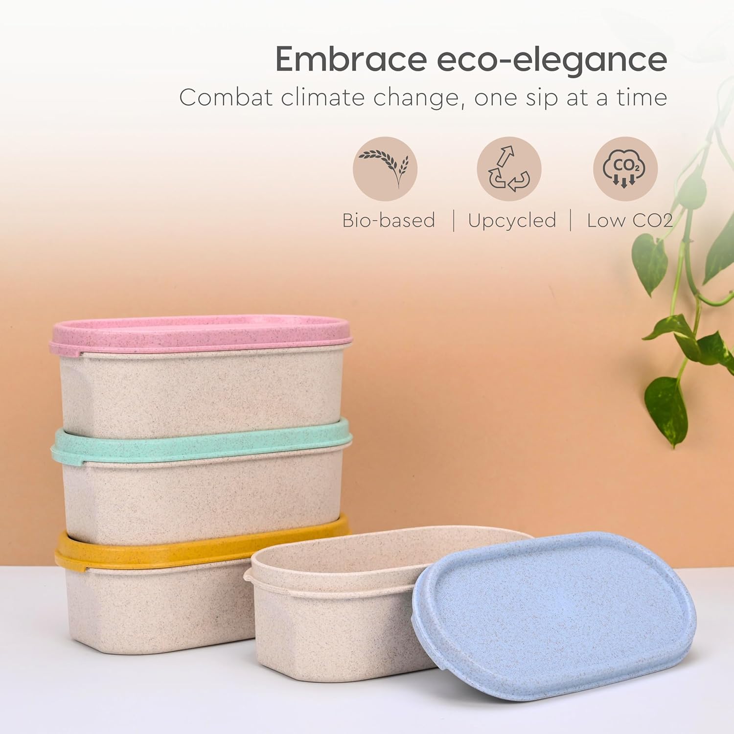 Eha Earth Friendly Storage Containers For Kitchen With Lid | Kitchen Containers Set of 4 | 600 ml
