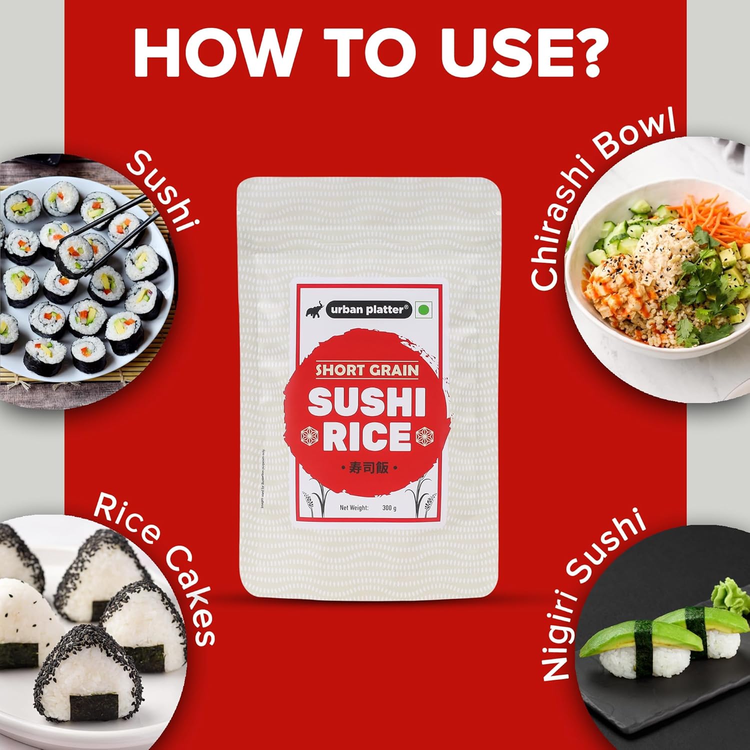 Urban Platter Short-Grain Sushi Rice, 300gm