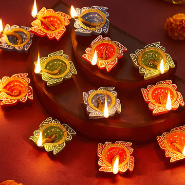 TIED RIBBONS Pack of 12 Handmade Clay Diwali Diya s Earthen Oil Lamp Large Diwali Diya