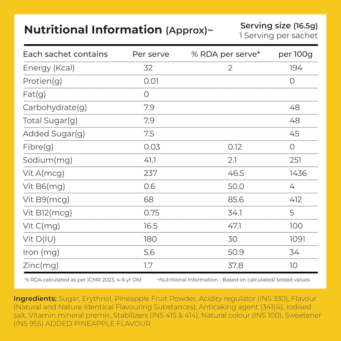 Good Monk Pineapple Drink Mix – Tasty & Healthy Hydration, 24 Sachets