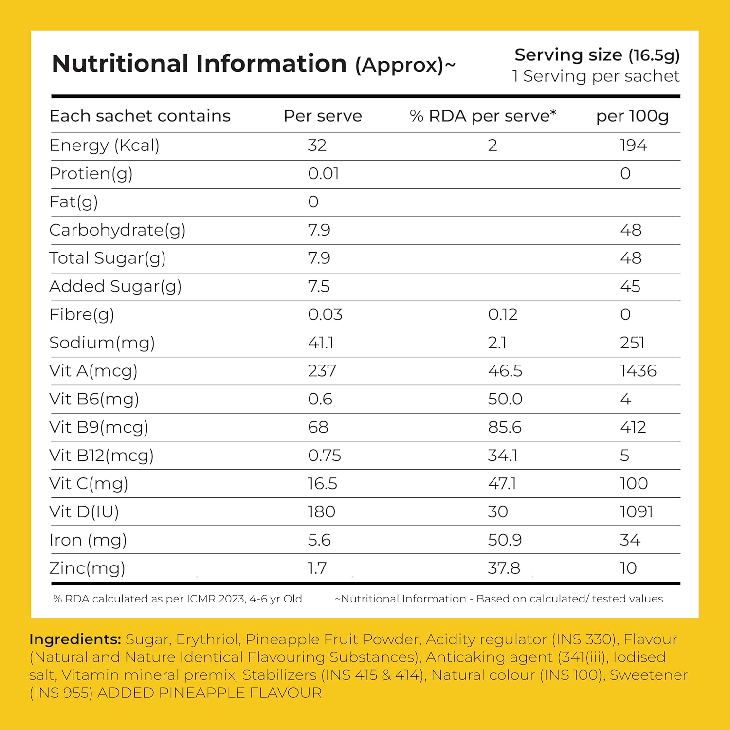 Good Monk Pineapple Drink Mix – Tasty & Healthy Hydration, 24 Sachets