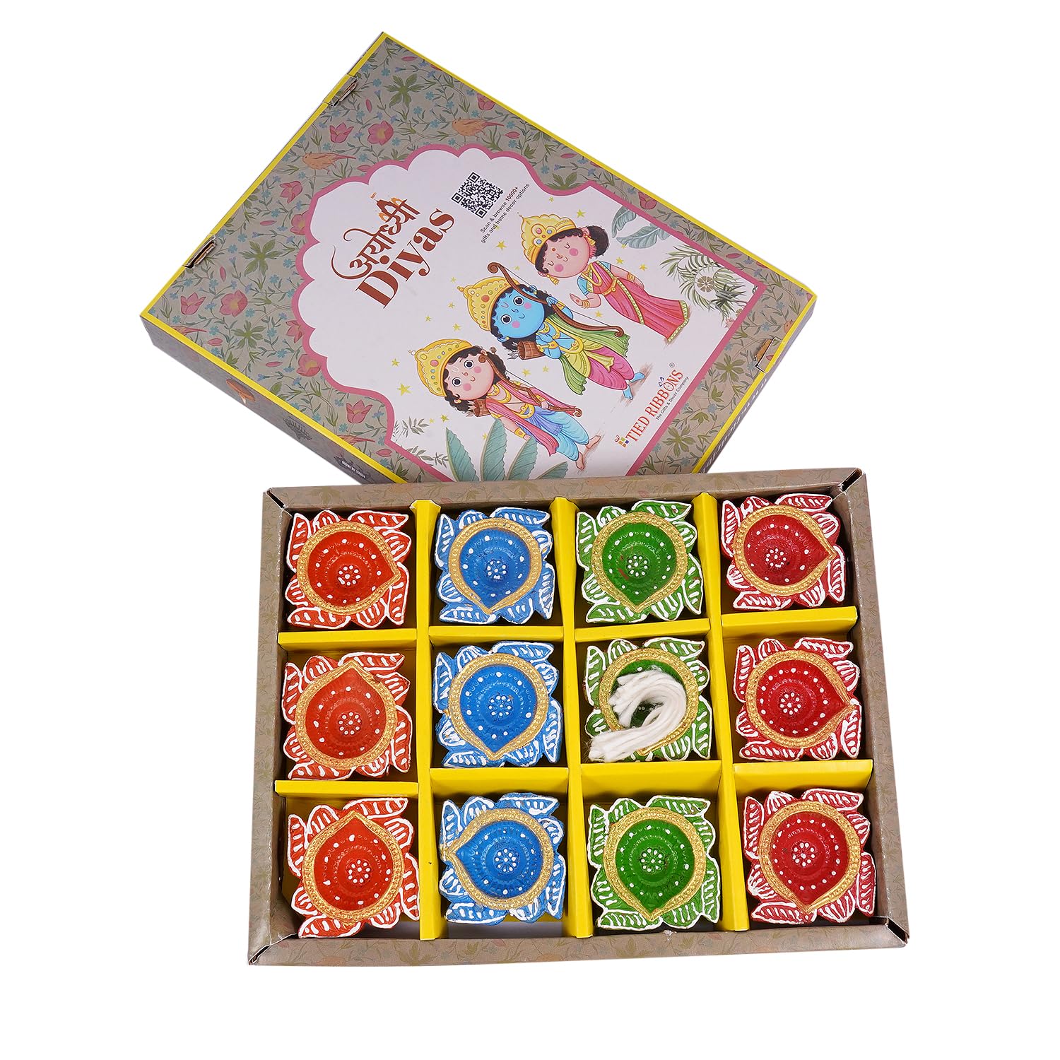 TIED RIBBONS Pack of 12 Handmade Clay Diwali Diya s Earthen Oil Lamp Large Diwali Diya