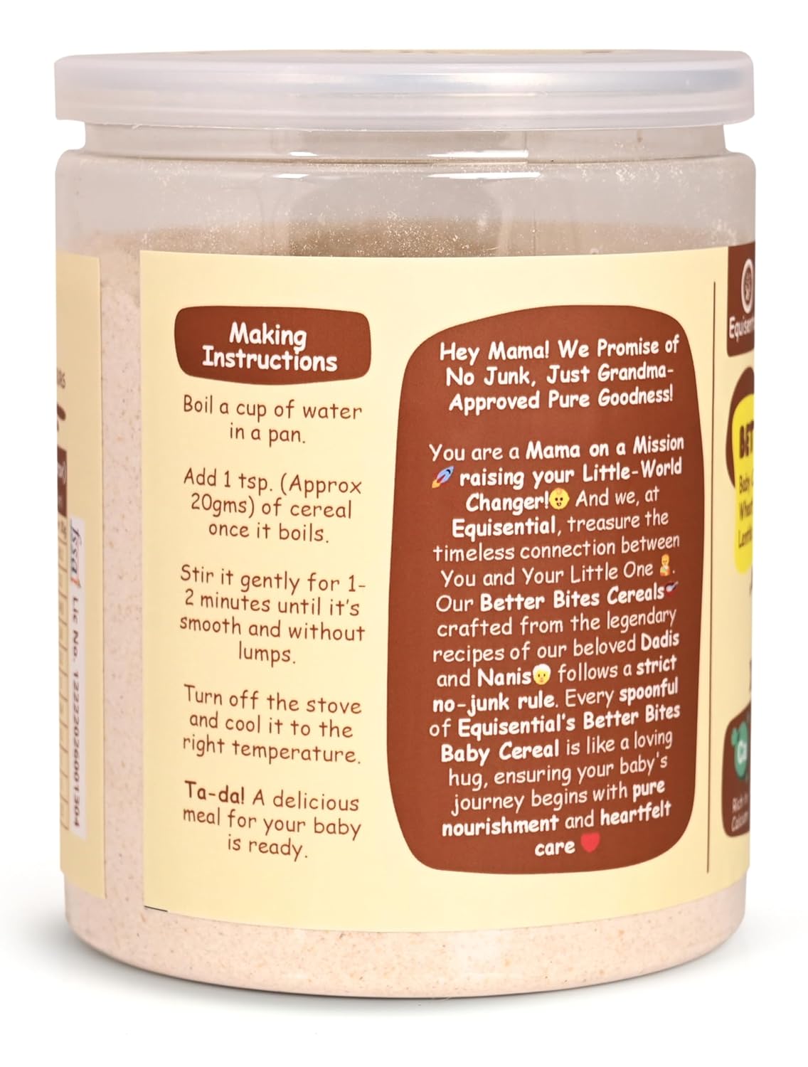 Equisential - Better Bites Instant Porridge Infant Baby Cereal Plain - 6+ Month | 200gms