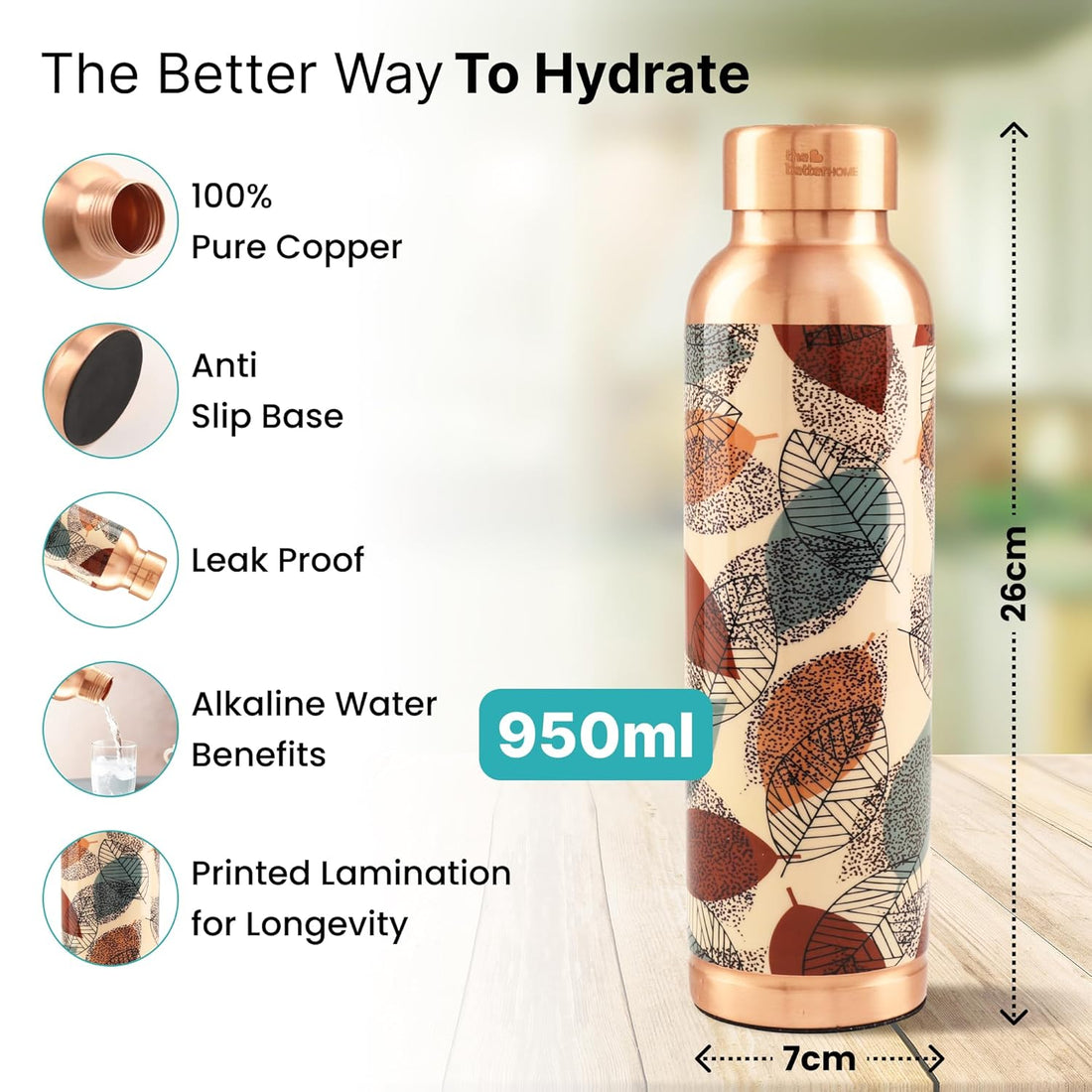 The Better Home Copper Water Bottle 950 ml