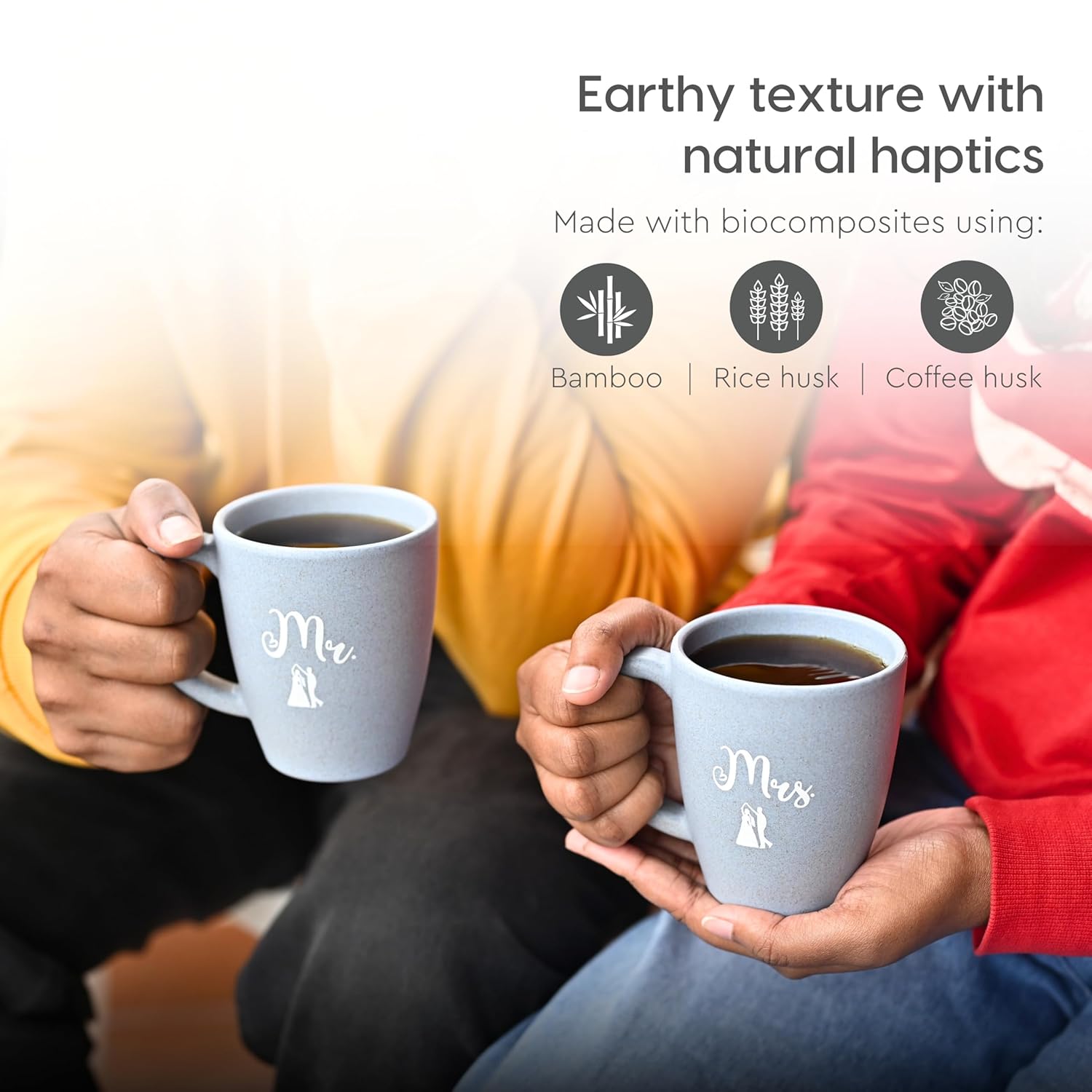 Eha Earth-Friendly Mr & Mrs Classic Coffee Mugs for Couple - Set Of 2