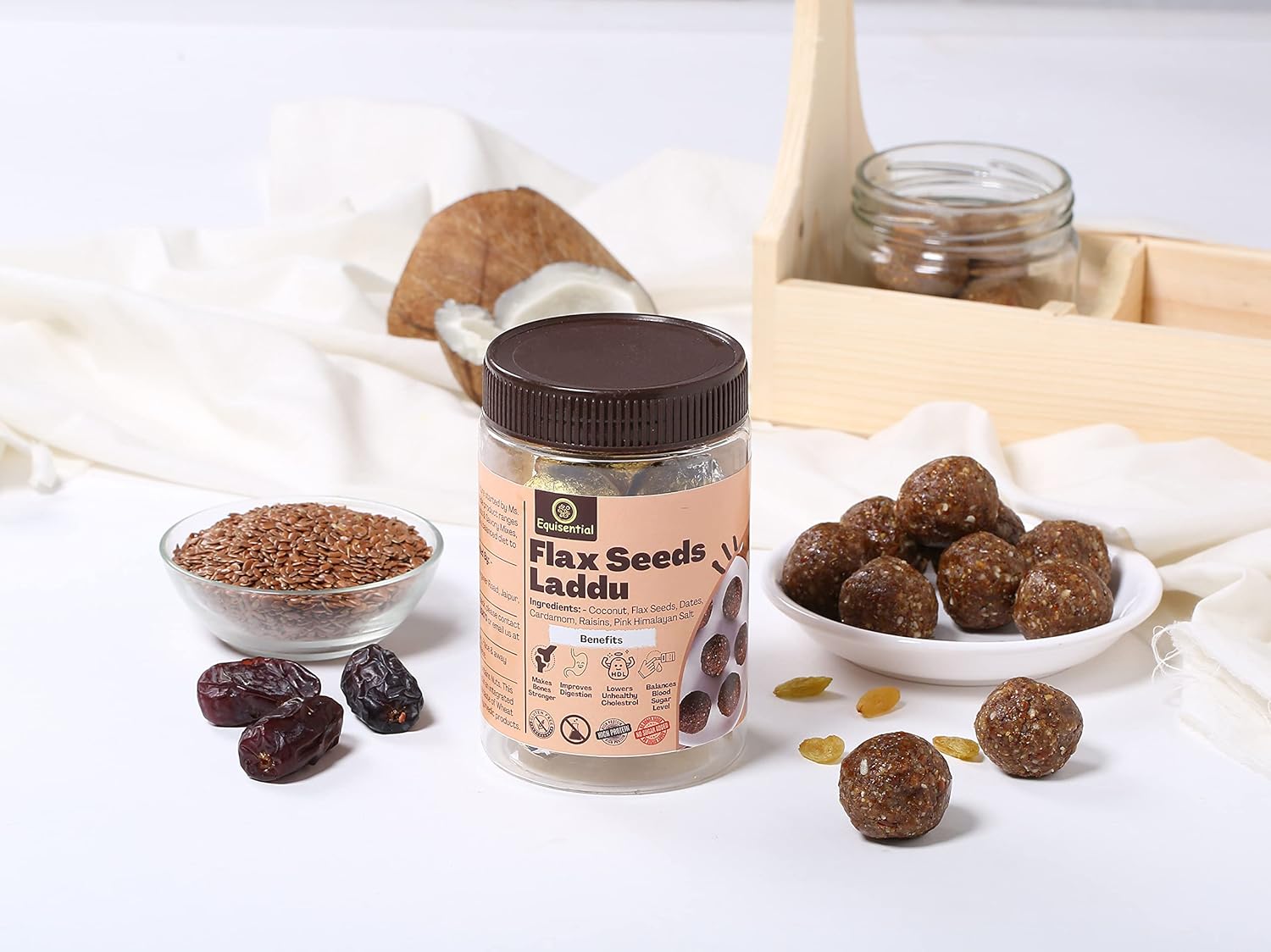 Equisential Flax Seeds Laddu Delicious Healthy Energy Laddoo - 200Gm