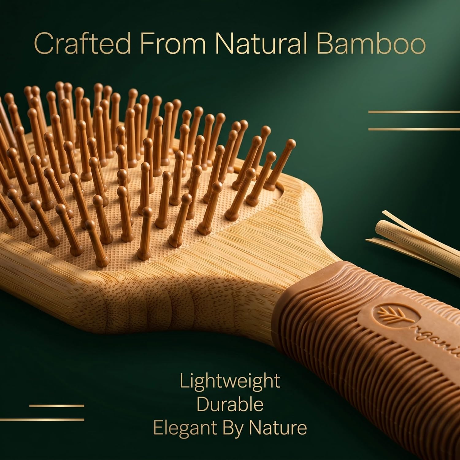 Bamboo Paddle Hair Brush with Rubber Handle – Eco-Friendly Wooden Detangler for Wet & Dry Hair