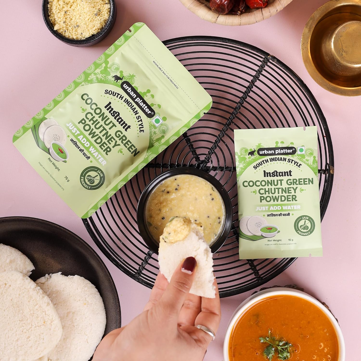 Urban Platter South Indian Style Instant Coconut Green Chutney Powder, 200g
