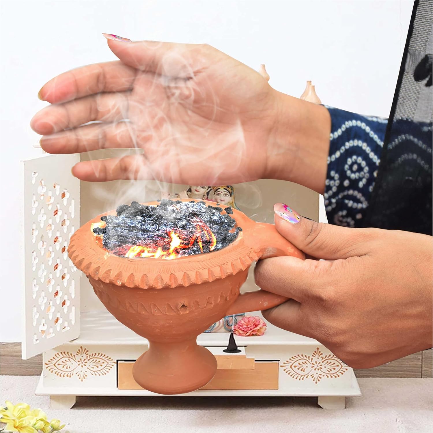 Pure Source India Natural Clay Desi Handmade Dhoop - (5 Inch Size 100% Pure Mitti)