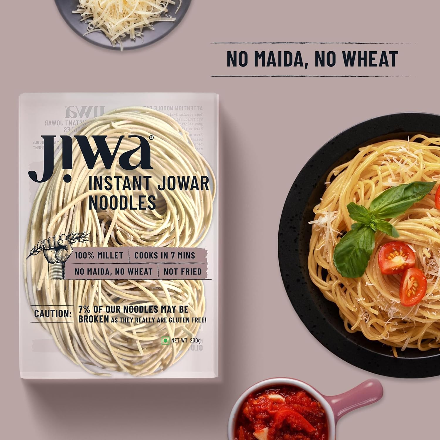 Jiwa Instant Jowar Noodles | Cooks in 7 Minutes Gluten Free | 200 G