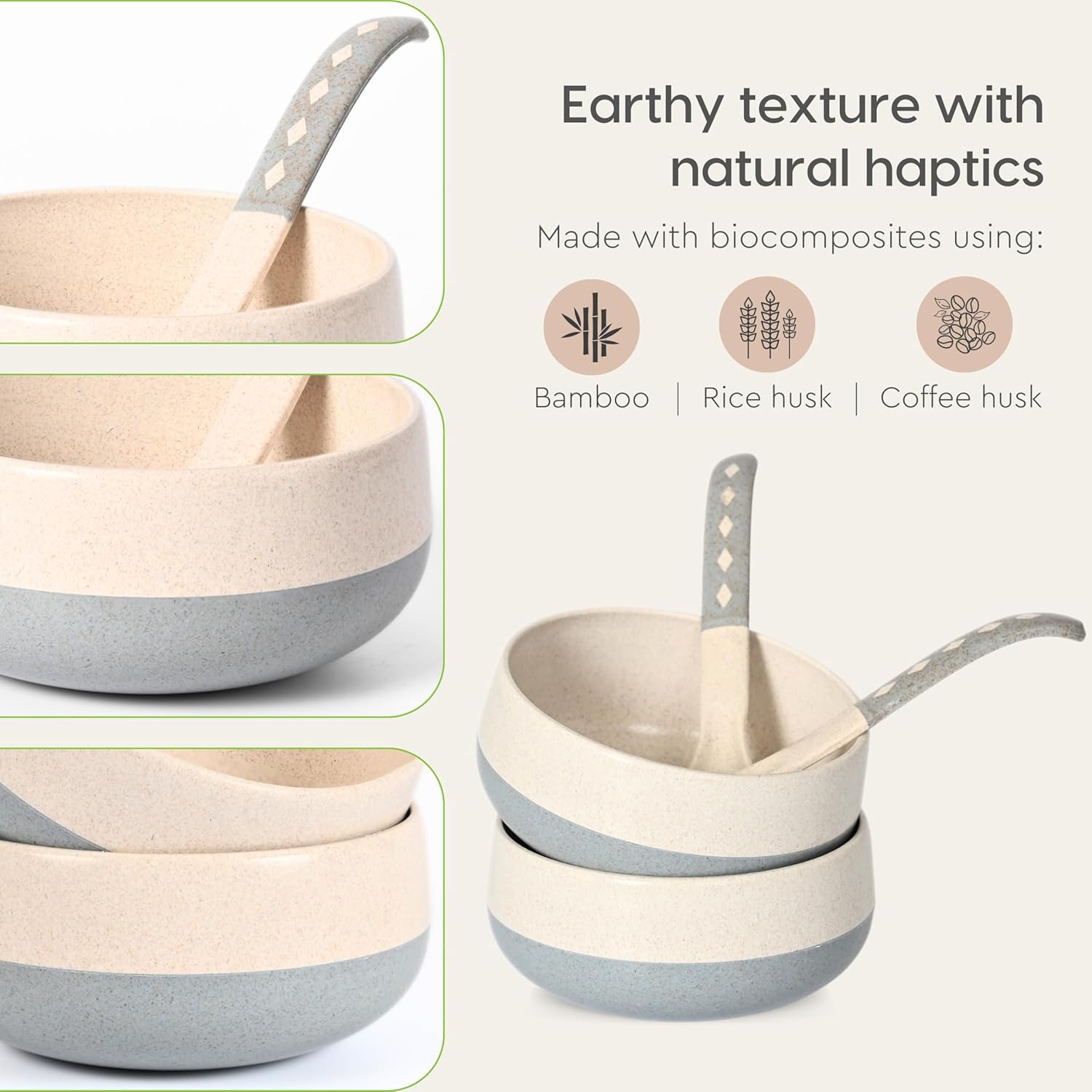 Eha Earth-Friendly Soup Bowls with Spoons | 250 ml - Set of 4