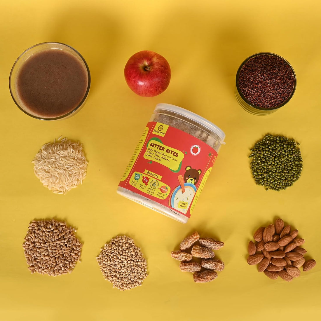 Equisential - Better Bites Instant Porridge Infant Baby Cereal | Apple - 9 to 24 Month | 200gms