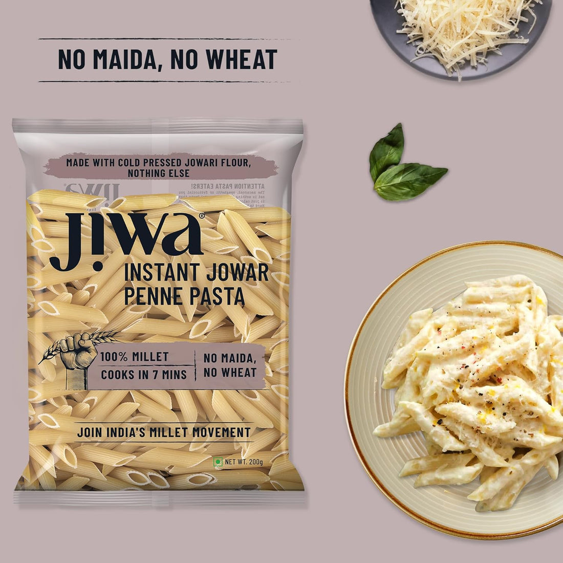 Jiwa Instant Jowar Penne Pasta | Cooks in 7 minutes  Gluten Free | 200 g