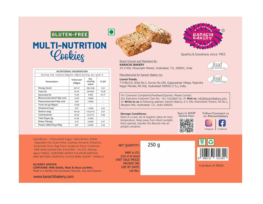 Karachi Gluten Free Biscuits (Multi Nutrition) - 250 G