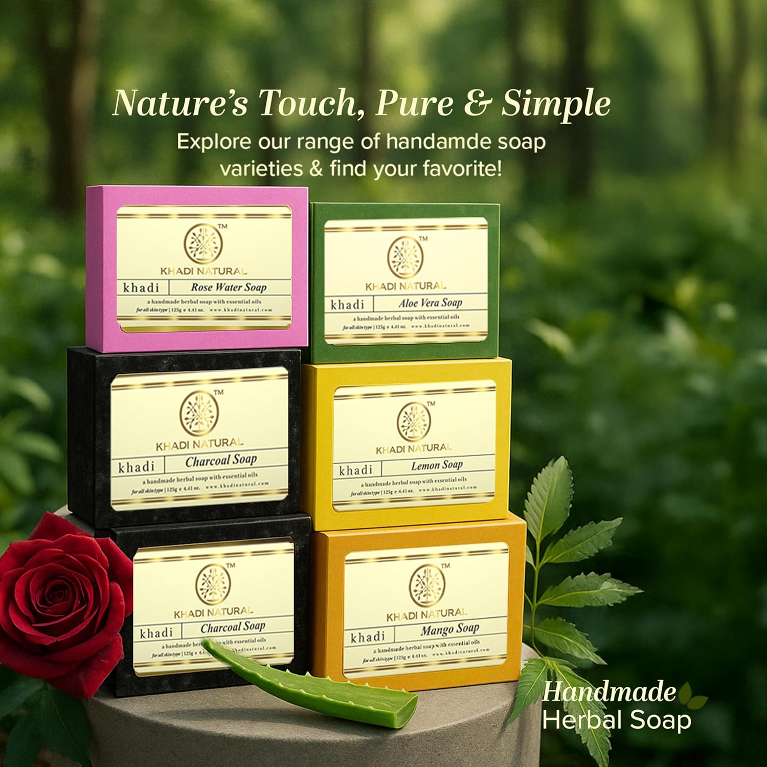 Khadi Natural Herbal Soap Gift Set | Handcrafted Essential Oil soap (Pack of 10)