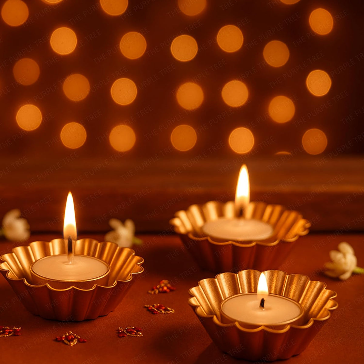 The Purple Tree Lumina Gold Tealight Candle Holders for Diwali Decoration