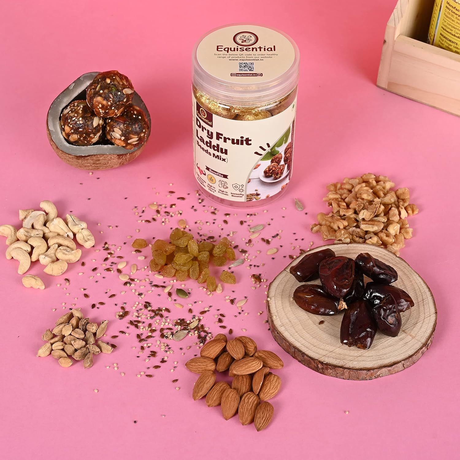 Equisential – Dry Fruits Seeds Mix Laddoo | Combination of 8+ Essential Seeds - 500GM