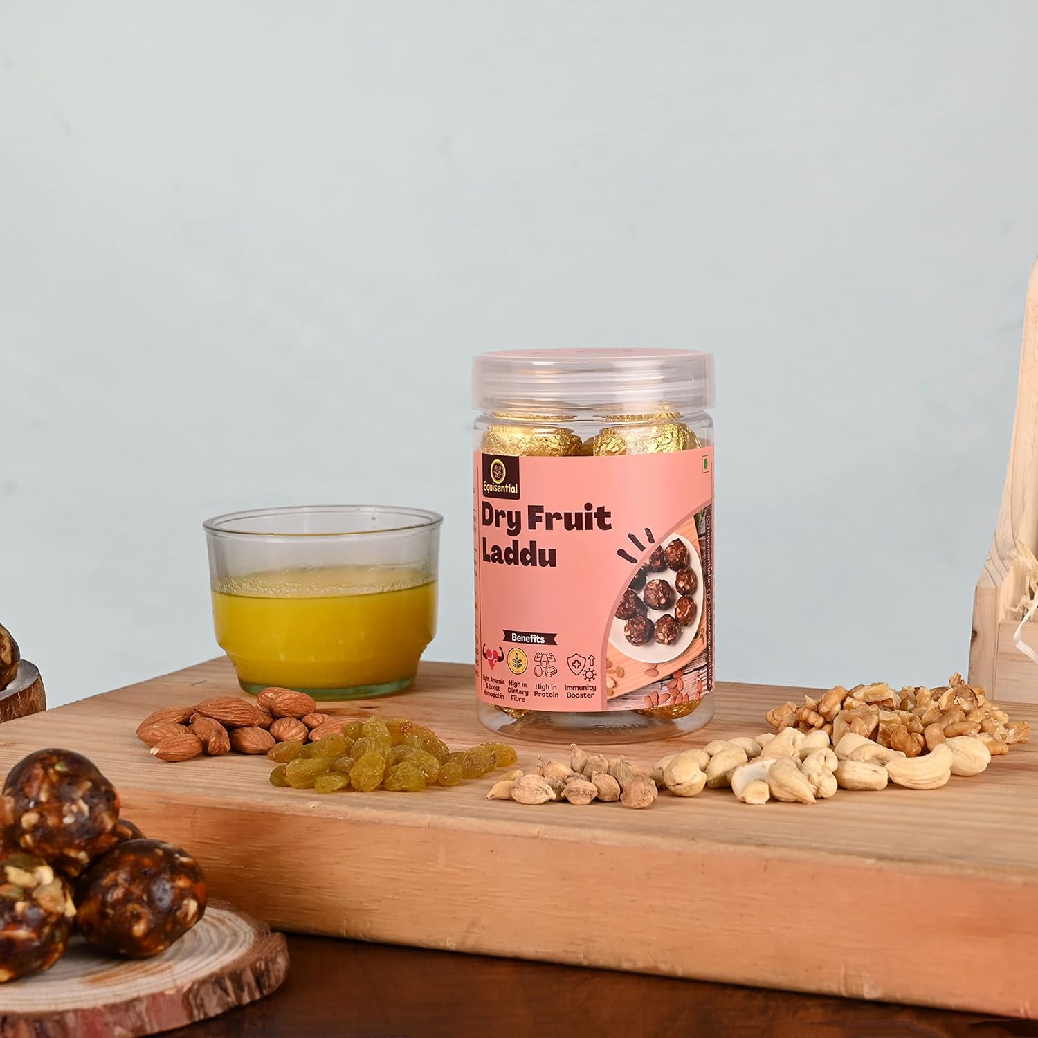 Equisential – Dry Fruit Laddu | Purely Made with Mixed Dry Fruits and Nuts -No Sugar | No Jaggery - 300gm