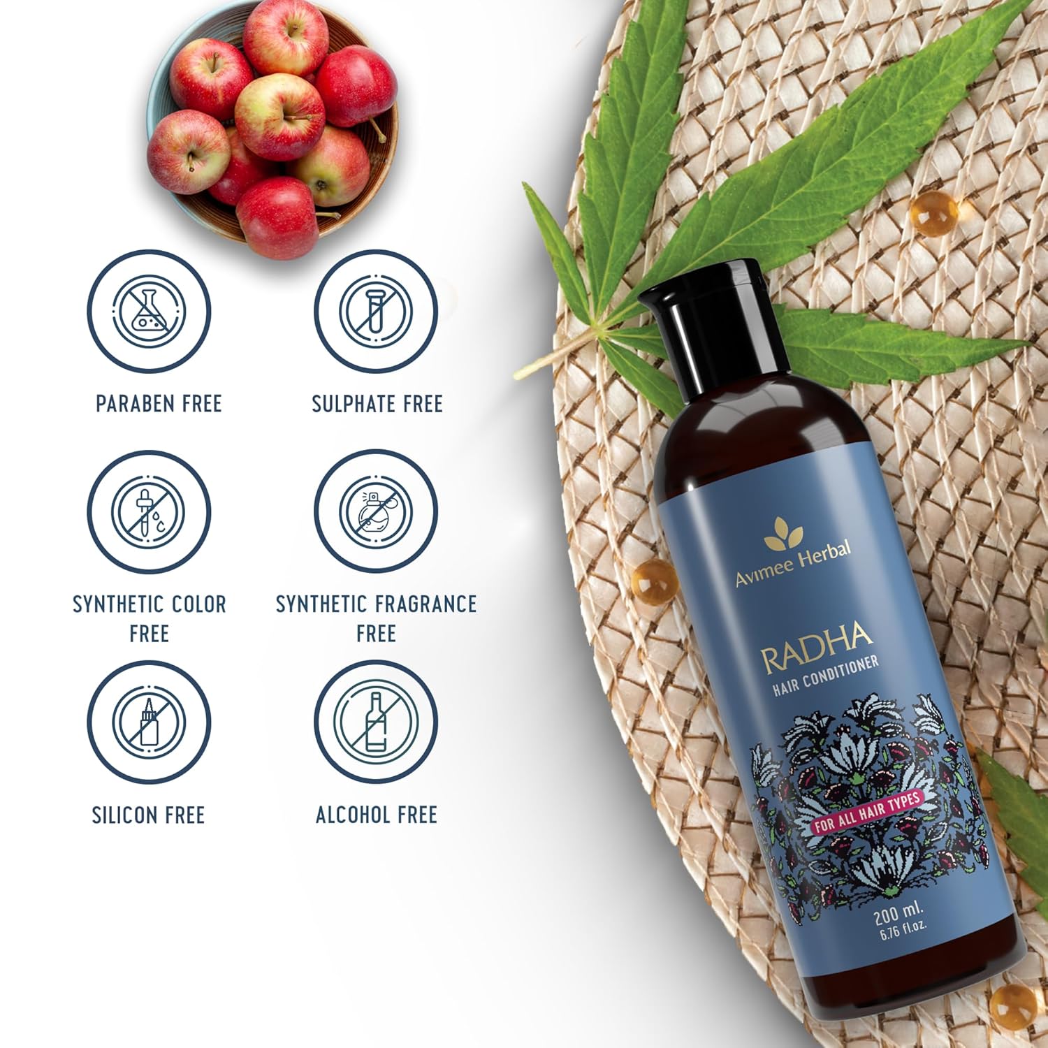 Avimee Herbal Shakuntala Hair Cleanser (200ml) + Radha Hair Conditioner (200ml) Hair Care Combo