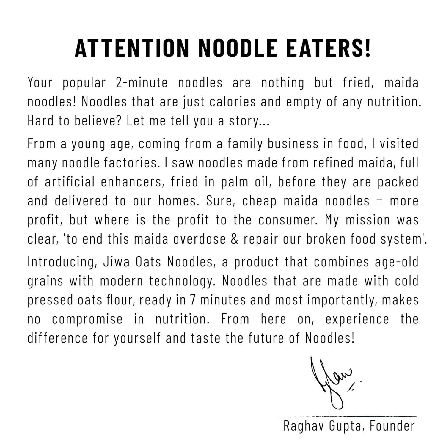 Jiwa Instant Oats Noodles | Cooks in 7 minutes  Gluten Free | 200 g