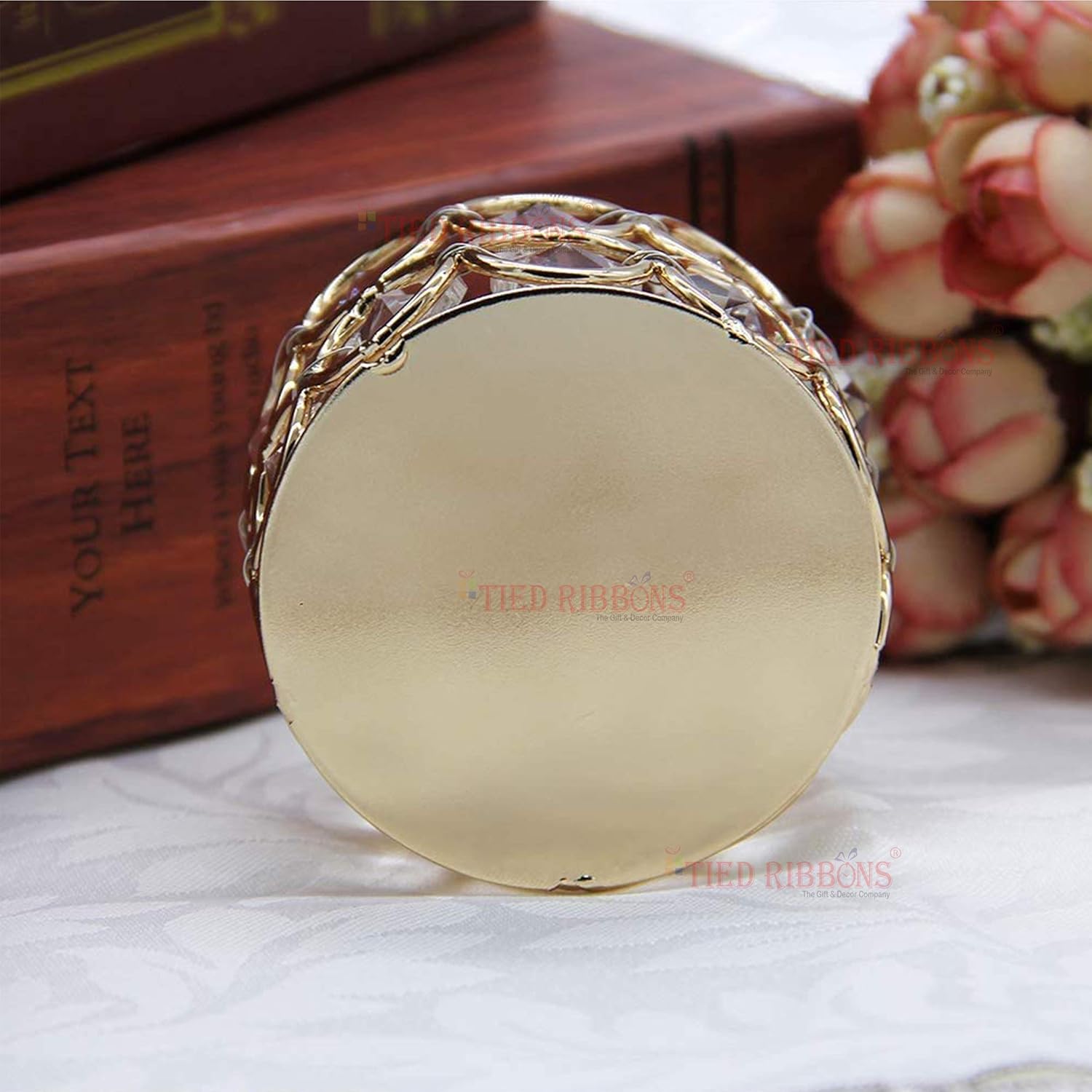TIED RIBBONS Pack of 4 Crystal Tealight Candle Holder Centerpieces Votive Candle Holders