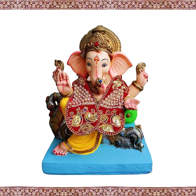 PUNYATVA Ganpati Shela with Moti Design (Red) – Elegant Vastra for Ganesh Chaturthi & Festive Puja Decorations
