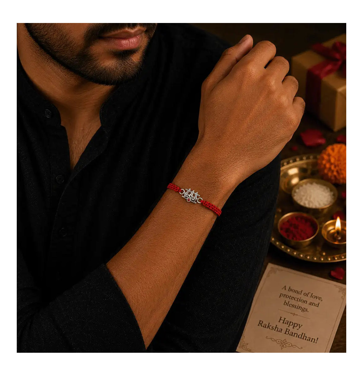 Kalyan Jewellers 925 Tripundra Silver Trishul Rakhi