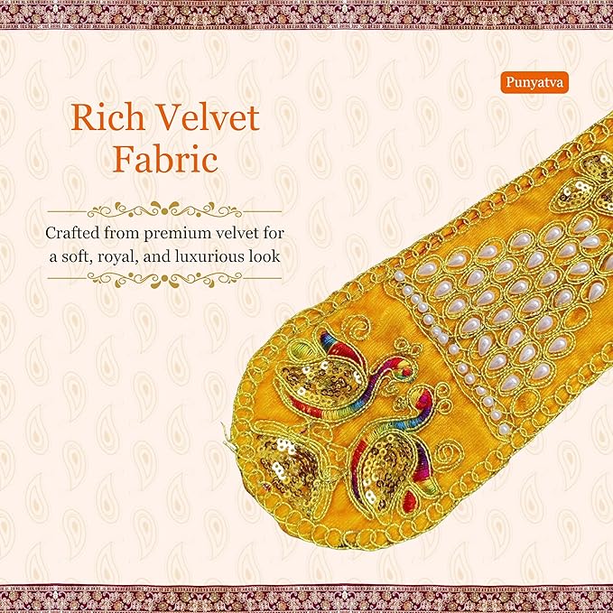 PUNYATVA Yellow Ganpati Shela with Moti Peacock Design