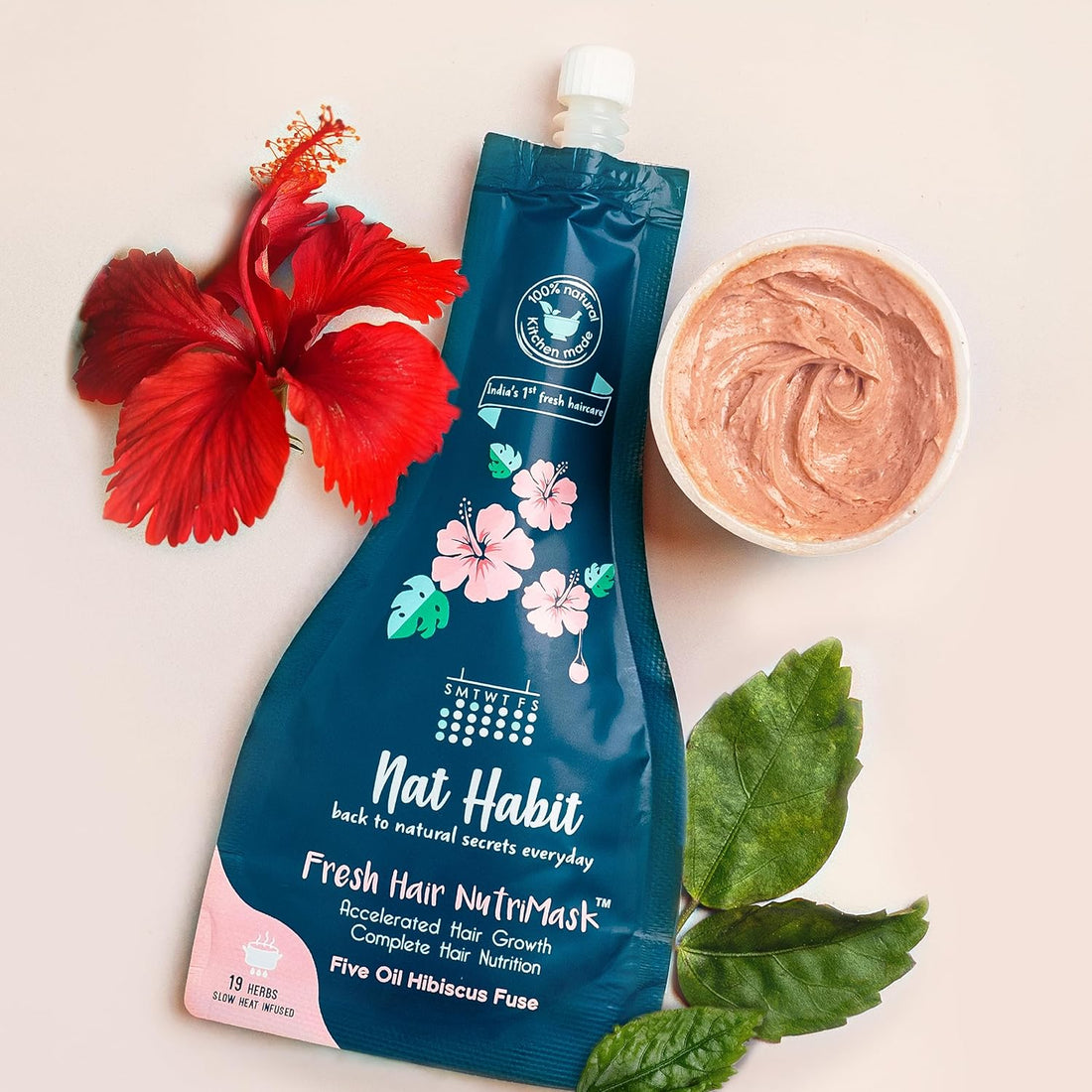 Nat Habit Five Oil Hibiscus Nutrimask-Hair Mask For Hair Growth, Conditioning- (Pack Of 2 X 40Grams)