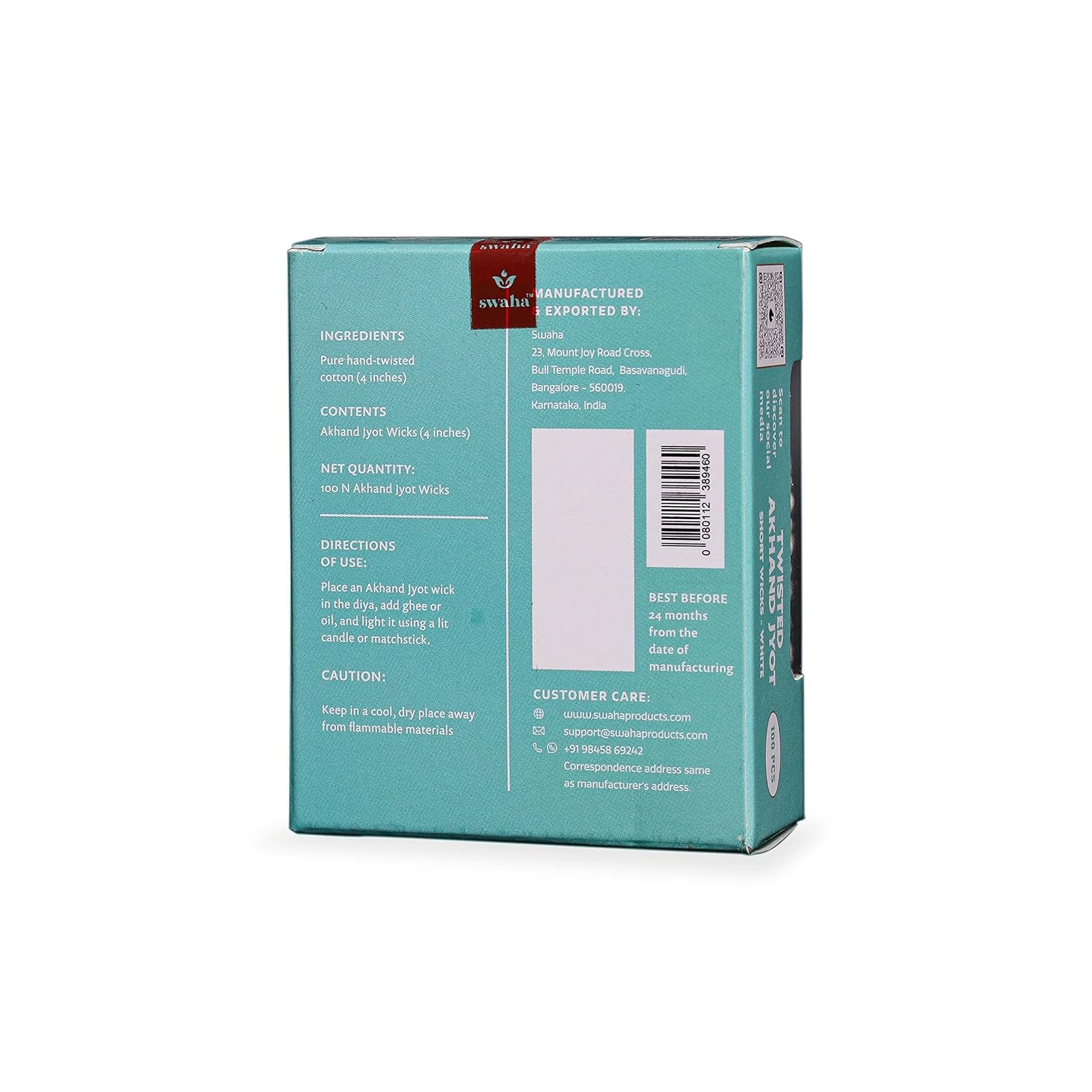 Swaha Twisted Akhand Jyot Cotton Short Wick (100 Pieces)