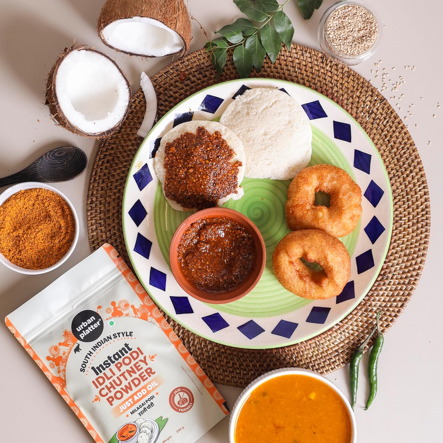 Urban Platter South Indian Style Instant Idli Podi Chutney Powder, 250gm