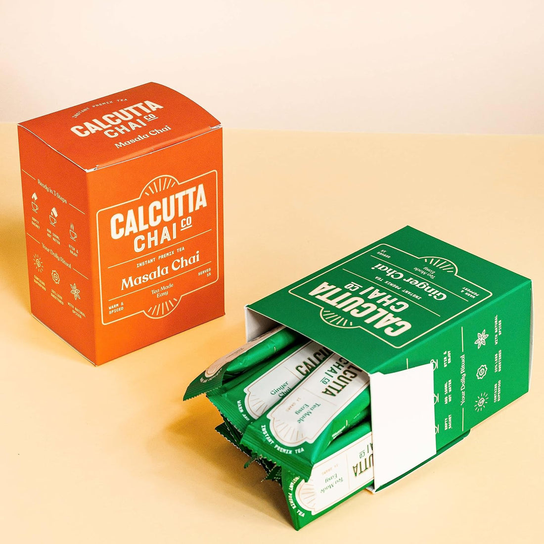 Calcutta Chai Co Masala Chai|Ginger Chai|| Instant Tea Premixes|30 Sachets|Pack Of 2 - 420G