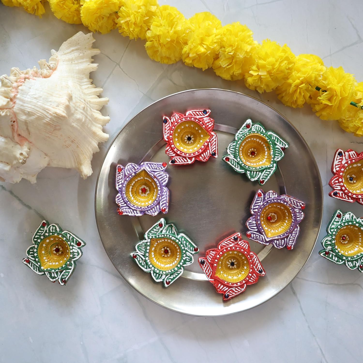 Indian Karigar 12 Diya for Diwali Diyas for Diwali Festival Terracotta Decorative Diyas